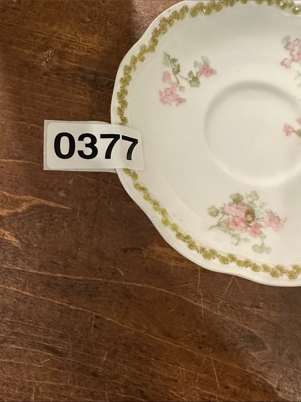 A Lanternier Limoges France Floral Saucers Set of 2 Pink and Gold Vintage